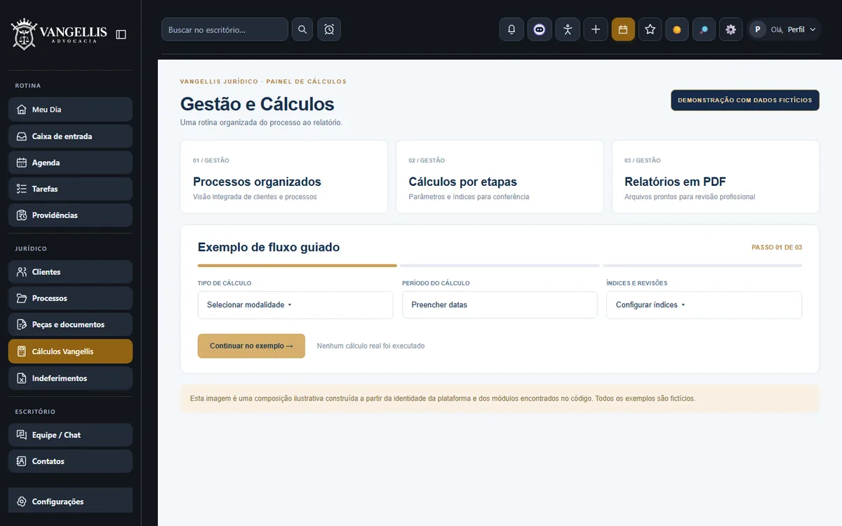 Composição ilustrativa construída a partir dos módulos e identidade localizados no código, sem informações reais.
